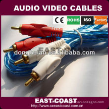 High quality Fish eyes Transparent 2rca to 2rca audio video cable